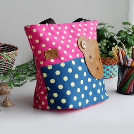 Blancho Bedding [Bear-Rosered] Blancho Applique Kids Fabric Art Tote Bag/Shopper Bag-Middile Size (13.3*5.1*10.6)