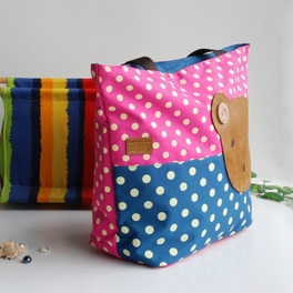 Blancho Bedding [Bear-Rosered] Blancho Applique Kids Fabric Art Tote Bag/Shopper Bag-Big Size (16.5*5.5*12.6)