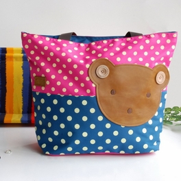 blancho bedding [Bear-Rosered] Blancho Applique Kids Fabric Art Tote Bag/Shopper Bag-Big Size (16.5*5.5*12.6)