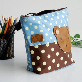 Blancho Bedding [Bear-Skyblue] Blancho Applique Kids Fabric Art Mini Shopper Bag/Tote Bag-Small Size (9.4*2.7*7.8)