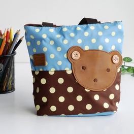 blancho bedding [Bear-Skyblue] Blancho Applique Kids Fabric Art Mini Shopper Bag/Tote Bag-Small Size (9.4*2.7*7.8)