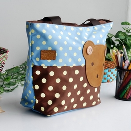 Blancho Bedding [Bear-Skyblue] Blancho Applique Kids Fabric Art Tote Bag/Shopper Bag-Middile Size (13.3*5.1*10.6)