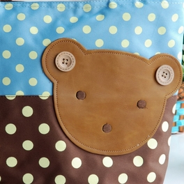 Blancho Bedding [Bear-Skyblue] Blancho Applique Kids Fabric Art Tote Bag/Shopper Bag-Middile Size (13.3*5.1*10.6)