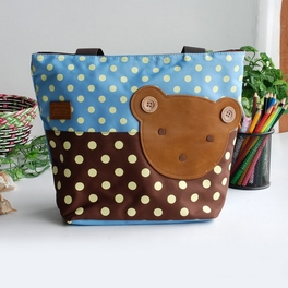 blancho bedding [Bear-Skyblue] Blancho Applique Kids Fabric Art Tote Bag/Shopper Bag-Middile size (13.3*5.1*10.6)