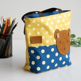 Blancho Bedding [Bear-Yellow] Blancho Applique Kids Fabric Art Mini Shopper Bag/Tote Bag-Small Size (9.4*2.7*7.8)