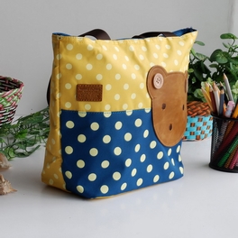 Blancho Bedding [Bear-Yellow] Blancho Applique Kids Fabric Art Tote Bag/Shopper Bag-Middile Size (13.3*5.1*10.6)