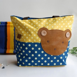 blancho bedding [Bear-Yellow] Blancho Applique Kids Fabric Art Tote Bag/Shopper Bag-Big Size (16.5*5.5*12.6)