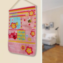 Blancho Bedding [Bee & Flowers] Pink/ Wall Hanging/ Wall Organizers / Wall Baskets / Baskets (14*20)