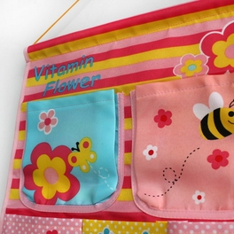 Blancho Bedding [Bee & Flowers] Pink/ Wall Hanging/ Wall Organizers / Wall Baskets / Baskets (14*20)