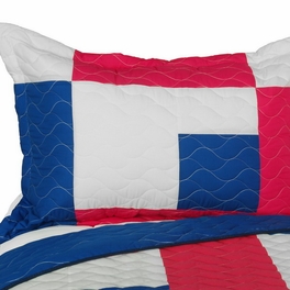 Blancho Bedding [Beginning] Vermicelli-Quilted Patchwork Geometric Quilt Set Full/Queen