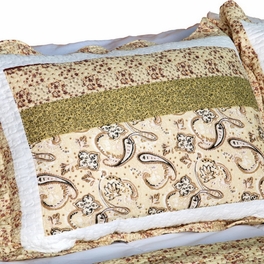 Blancho Bedding [Beige Paisley] Cotton 3PC Vermicelli-Quilted Printed Quilt Set (Full/Queen Size)
