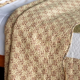 Blancho Bedding [Beige Paisley] Cotton 3PC Vermicelli-Quilted Printed Quilt Set (Full/Queen Size)
