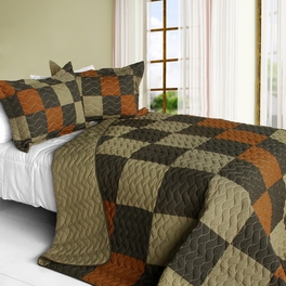 blancho bedding [Believe Love] 3PC Vermicelli-Quilted Patchwork Quilt Set (Full/Queen Size)