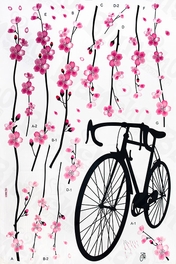 Blancho Bedding Bike & Flowers 2 - X-Large Wall Decals Stickers Appliques Home Decor