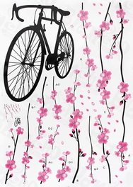 Blancho Bedding Bike & Flowers - Large Wall Decals Stickers Appliques Home Decor