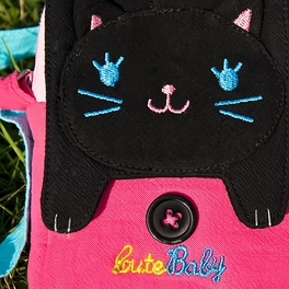 Blancho Bedding [Black Cat] Embroidered Applique Swingpack Bag Purse / Wallet Bag / Camera Bag (3.9*5.1*1.2)