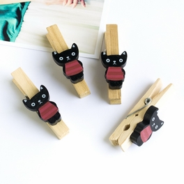 Blancho Bedding [Black Cat] - Wooden Clips / Wooden Clamps / Mini Clips