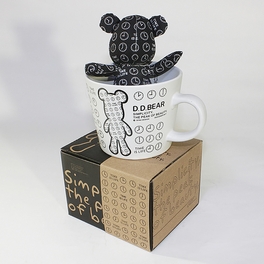 Blancho Bedding [Black Clock] Stuffed Bear Mug (3.3 Inch Height)