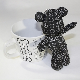 Blancho Bedding [Black Clock] Stuffed Bear Mug (3.3 Inch Height)