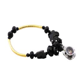 blancho bedding Black Faceted Crystals Diamond Lucky Compass Bracelet Stretchable