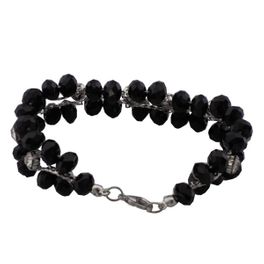 blancho bedding Black Faceted Crystals Diamonds Silver Spacer Bracelet Stylish