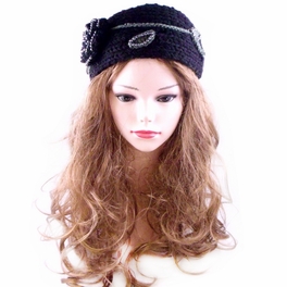 Blancho Bedding [Black Floral] Women Winter/Autumn Decorative Woolen Headwear/Headband