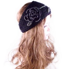 blancho bedding [Black Floral] Women Winter/Autumn Decorative Woolen Headwear/Headband
