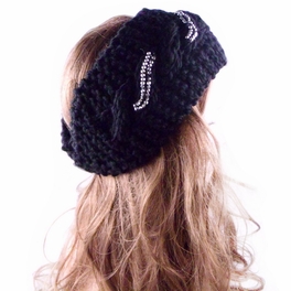 Blancho Bedding Black Flow Women Headband/Head Warp/Headwear/Hair Accessory With Crystal