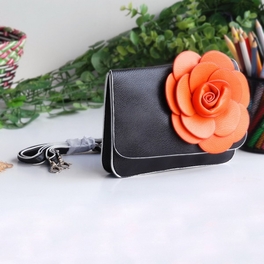 Blancho Bedding [Black Mystery] Flower Leatherette Clutch Shoulder Bag Clutch Casual Purse