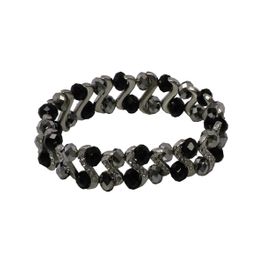 blancho bedding Black Silver Faceted Crystals Diamond Silver Spacer Bracelet Stretchable Stylish