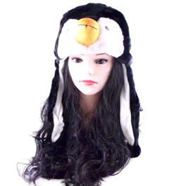 blancho bedding Black & White Funny Furry Penguin Making Sounds Warm Cap/Hat/Headwear