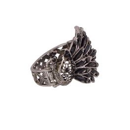 blancho bedding Peacock Bangle Silver Black Beads