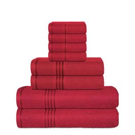 blancho bedding Blancho Bedding premium 8 Piece 550 GSM 2 ply 100% Cotton high quality Luxury Towel Set with 2 Bath Towels 2 Hand Towels 4 Wash Cloth Red