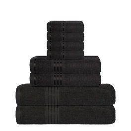 blancho bedding Blancho Bedding premium 8 Piece 550 GSM 2 ply Quality Luxury Towel Set with 2 Bath Towels 2 Hand Towels 4 Wash Cloth Black Color
