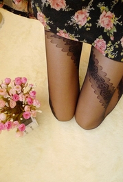 Blancho Bedding Blancho LZS8610-1 Sexy Black Sheer Bowknot Lace Stocking