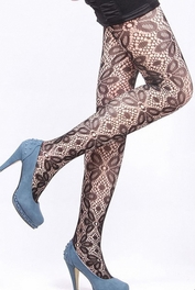 Blancho Bedding Blancho LZSA007-1 Sexy Black Sheer Petal Lace Stocking