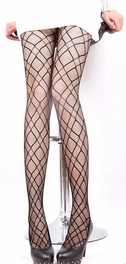 Blancho Bedding Blancho LZSA009-1 Sexy Black Sheer Checkered Stocking