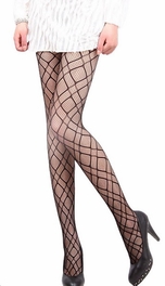 blancho bedding Blancho LZSA009-1 Sexy Black Sheer Checkered Stocking