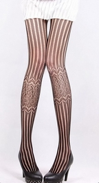 Blancho Bedding Blancho LZSA010-1 Sexy Black Sheer Striped Lace Stocking