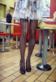 Blancho Bedding Blancho LZSA020-1 Sexy Black Sheer Striped Stocking