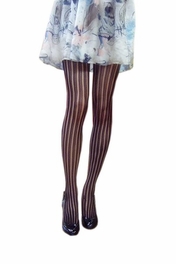 blancho bedding Blancho LZSA020-1 Sexy Black Sheer Striped Stocking