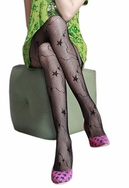 blancho bedding Blancho LZSA023-1 Sexy Black Sheer Star-shaped Stocking