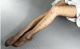 Blancho Bedding Blancho LZSA027-1 Sexy Black Sheer Flower Dot Stocking