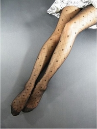 Blancho Bedding Blancho LZSA027-1 Sexy Black Sheer Flower Dot Stocking