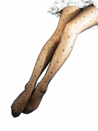 blancho bedding Blancho LZSA027-1 Sexy Black Sheer Flower Dot Stocking
