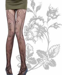 Blancho Bedding Blancho LZSA060-1 Sexy Black Sheer Floral Stocking