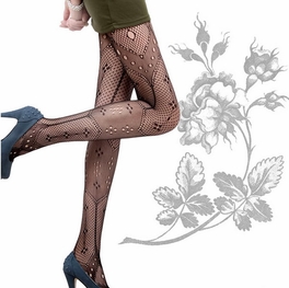 Blancho Bedding Blancho LZSA060-1 Sexy Black Sheer Floral Stocking