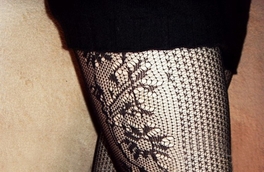 Blancho Bedding Blancho LZSA063-1 Sexy Black Sheer Thigh Floral Stocking