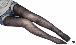 Blancho Bedding Blancho LZSA079-1 Sexy Black Sheer Rose Stocking