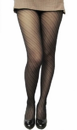 Blancho Bedding Blancho LZSA080-1 Sexy Black Sheer Oblique Lines Stocking